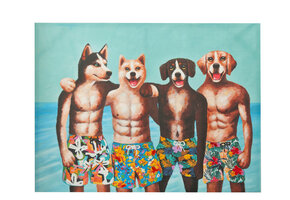 J-LINE WANDDECORATIE DOGS SWIMMING TRUNKS CANVAS/SCHILDERIJ MIX