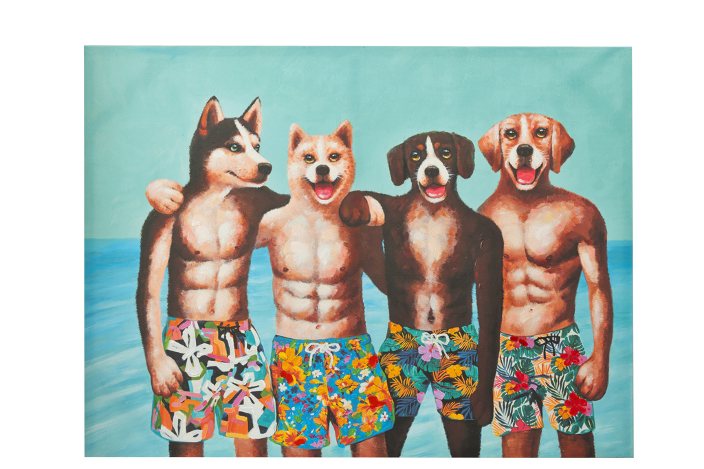 J-LINE WANDDECORATIE DOGS SWIMMING TRUNKS CANVAS/SCHILDERIJ MIX