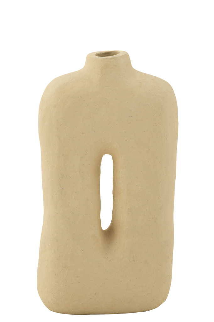 J-LINE  Pot Square Paper Mache Natural