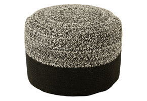 J-LINE POEF MIAMI STREPEN OUTDOOR POLY ZWART/WIT