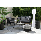 J-LINE POEF MIAMI STREPEN OUTDOOR POLY ZWART/WIT