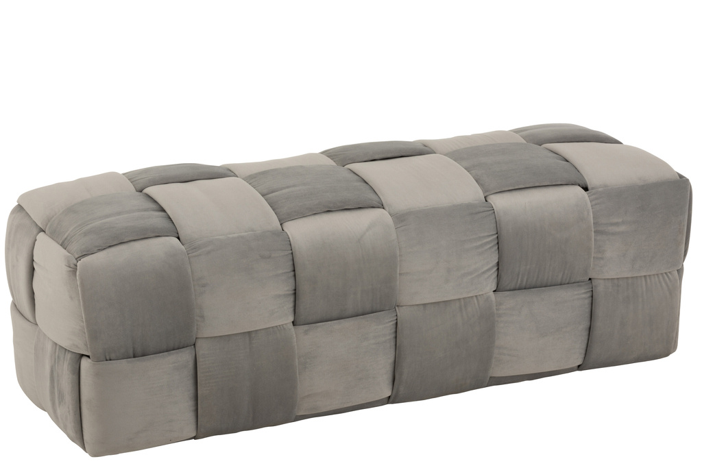 J-LINE POEF 3-PERSOONS TEXTIEL/HOUT LICHTGRIJS