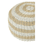 J-LINE POEF ROND STREPEN GEWEVEN PLASTIC WIT/NATUUR