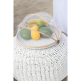 J-LINE POEF ROND GEWEVEN PLASTIC WIT