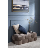 J-LINE POEF 3-PERSOONS TEXTIEL/HOUT BRUIN