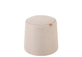 J-LINE POEF/SIDETABLE ROND TEXTIEL/HOUT BEIGE