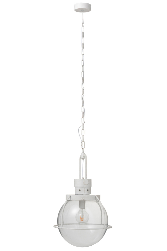 J-LINE HANGLAMP BALL GLAS/METAAL WIT