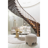 J-LINE POEF GEBREID TEXTIEL/HOUT WIT