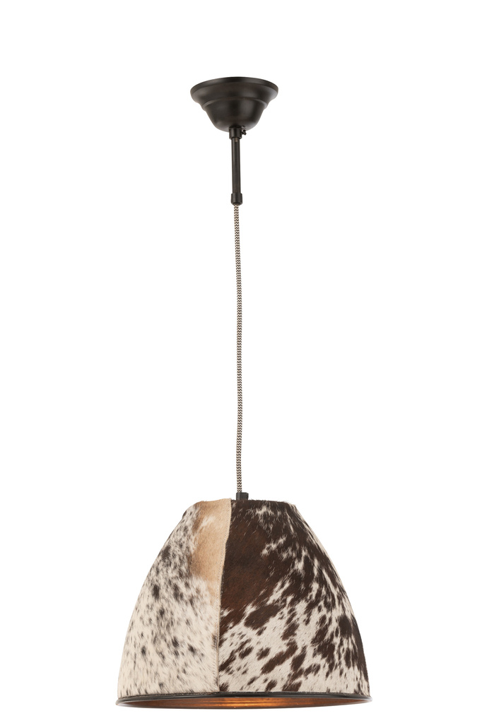 J-LINE HANGLAMP COW FUR/METAAL ZWART/WIT