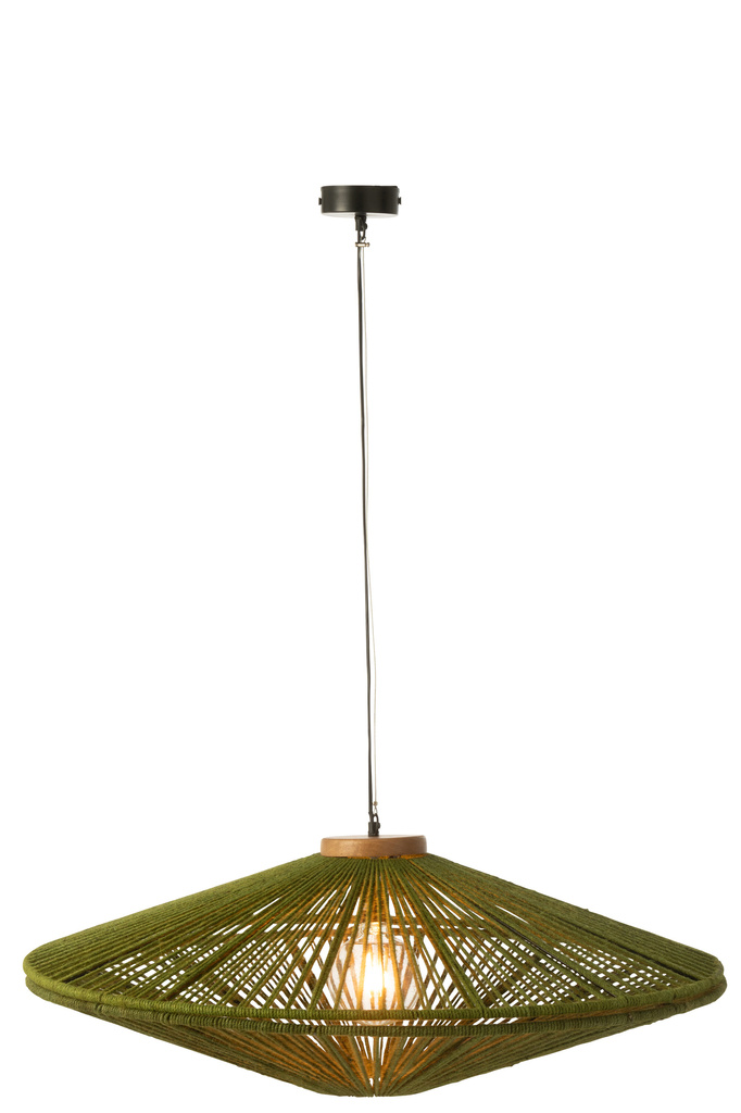 J-LINE HANGLAMP OVNI IJZER/JUTE GROEN LARGE