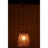 J-LINE HANGLAMP WEAVE METAAL/PALM ZWART SMALL