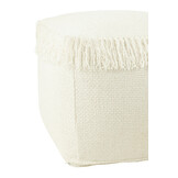 J-LINE POEF VIERKANT GEWEVEN + FRANJES VISCOSE WIT