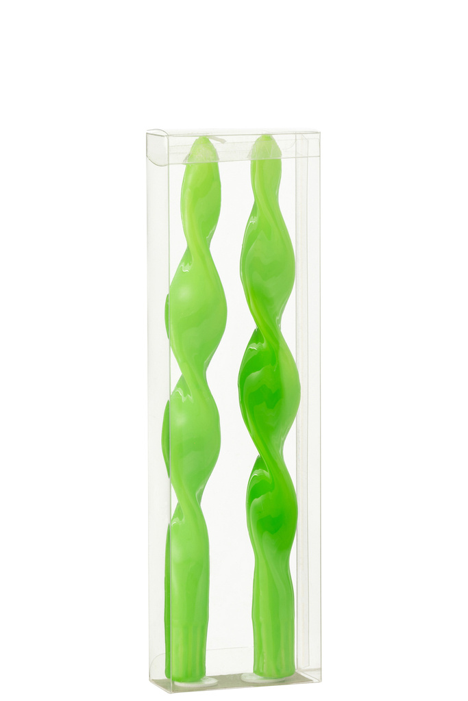 J-LINE SET VAN 2 GEDRAAIDE KAARSEN GROEN SMALL