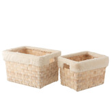 J-LINE SET VAN 2 BASKETS RECTANGLE + IMITATIEBONT – RATTAN NATURAL WHITE WASH