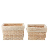 J-LINE SET VAN 2 BASKETS RECTANGLE + IMITATIEBONT – RATTAN NATURAL WHITE WASH
