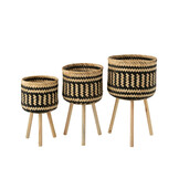 J-LINE SET VAN 3 BASKET PATTERNS 3 LEGS – BAMBOO NATURAL/BLACK