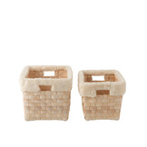 J-LINE SET VAN 2 BASKETS RECTANGLE + IMITATIEBONT – RATTAN NATURAL WHITE WASH