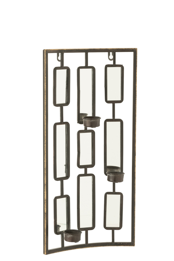 J-LINE WANDDECORATIE THEELICHTHOUDER METAAL/SPIEGEL GRIJS SMALL