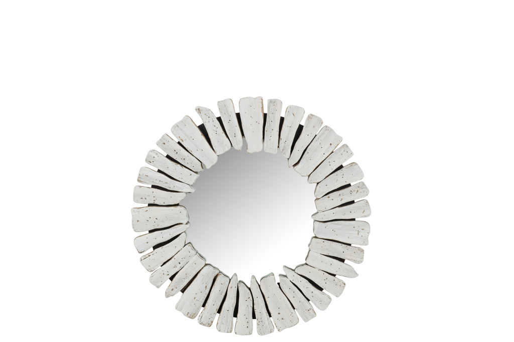 J-LINE SPIEGEL VACAY HOUT WIT KLEIN