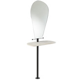 J-LINE SPIEGEL + PLANK WAND MARMER/IJZER/GLAS WIT/ZWART