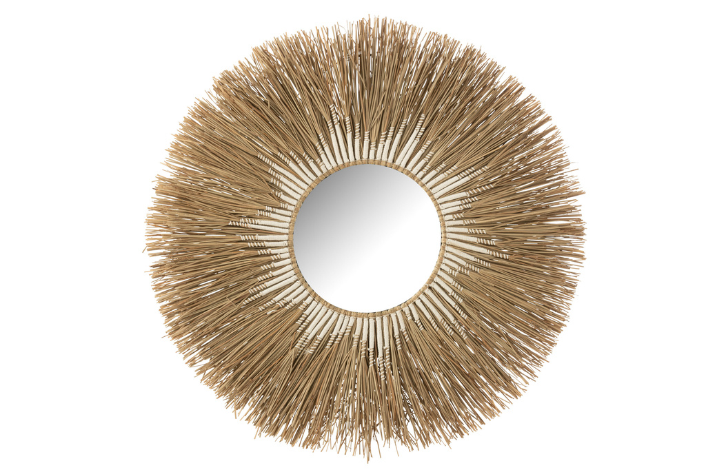 J-LINE SPIEGEL MELISSA STRO NATUREL/WIT LARGE