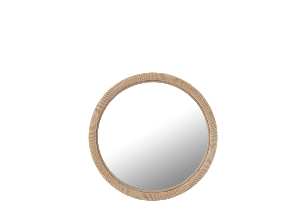 J-LINE WANDSPIEGEL ROND ROTAN/GLAS NATUUR SMALL
