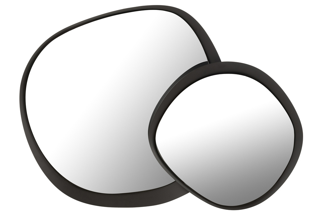 J-LINE WANDSPIEGEL ROND METAAL/GLAS ZWART LARGE