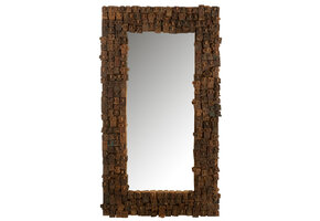 J-LINE SPIEGEL SYMA GERECYCLED HOUT/NATUURLIJK LARGE