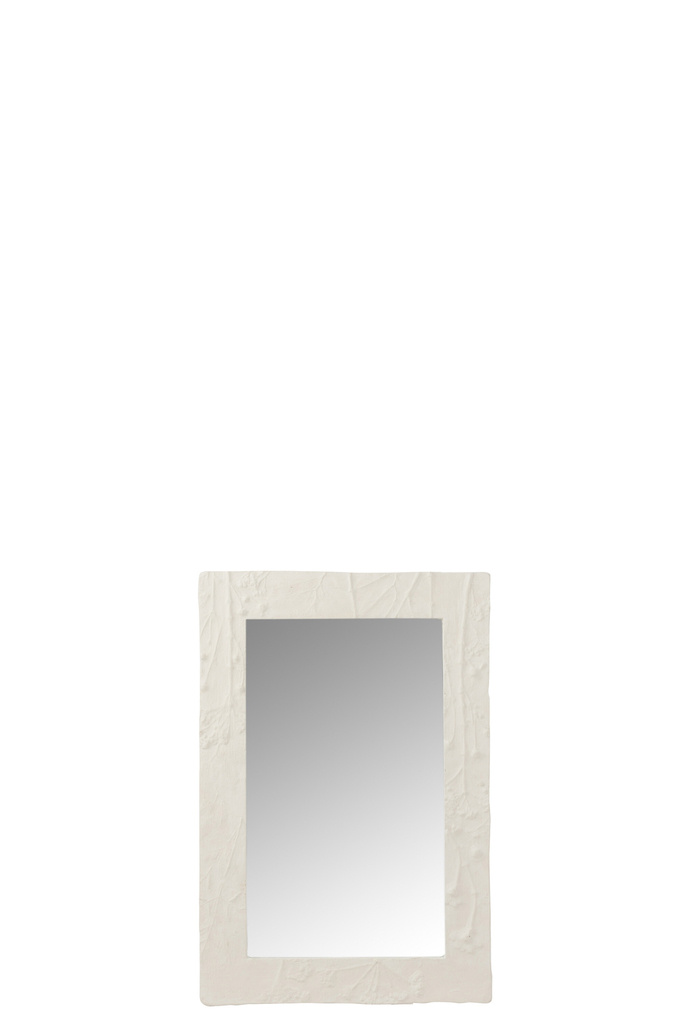 J-LINE SPIEGEL RECHTHOEKIG – RELIËF FLOWER WIT RESIN KLEIN 61,5×41,5 CM