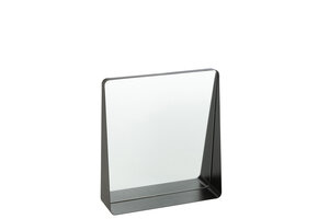 J-LINE WANDSPIEGEL VIERKANT METAAL/GLAS ZWART