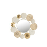J-LINE RONDE SPIEGEL CIRCLES METAAL WIT/GOUD