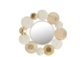 J-LINE RONDE SPIEGEL CIRCLES METAAL WIT/GOUD