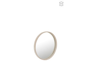 J-LINE RONDE SPIEGEL LEDER BEIGE KLEIN