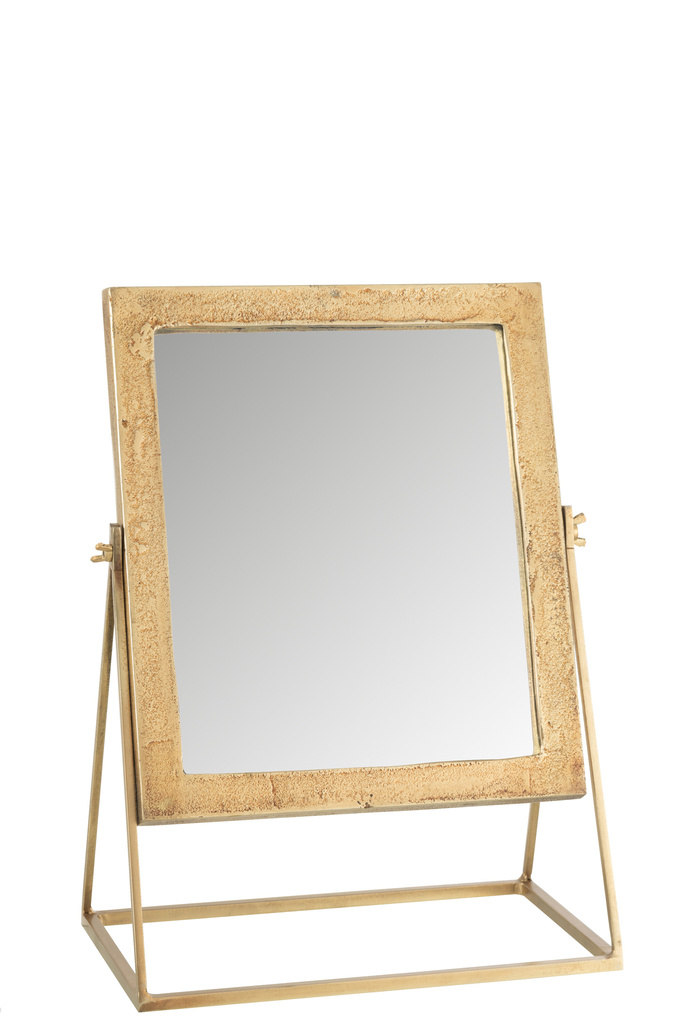 J-LINE VIERKANTE SPIEGEL OP VOET METAAL GOUD