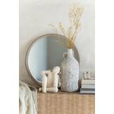 J-LINE RONDE SPIEGEL LEDER BEIGE KLEIN