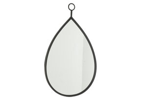 J-LINE HANGENDE SPIEGEL DRUPPEL MDF/ZWARTE RAND LARGE