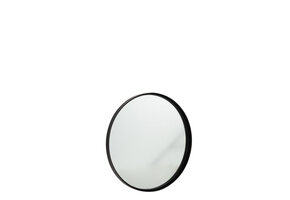 J-LINE RONDE SPIEGEL MET HOGE RAND METAAL/GLAS ZWART KLEIN