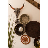 J-LINE RONDE SPIEGEL KOMVORMIG GERECYCLED HOUT BRUIN