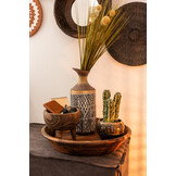 J-LINE RONDE SPIEGEL KOMVORMIG GERECYCLED HOUT BRUIN