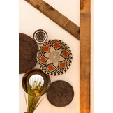 J-LINE RONDE SPIEGEL KOMVORMIG GERECYCLED HOUT BRUIN