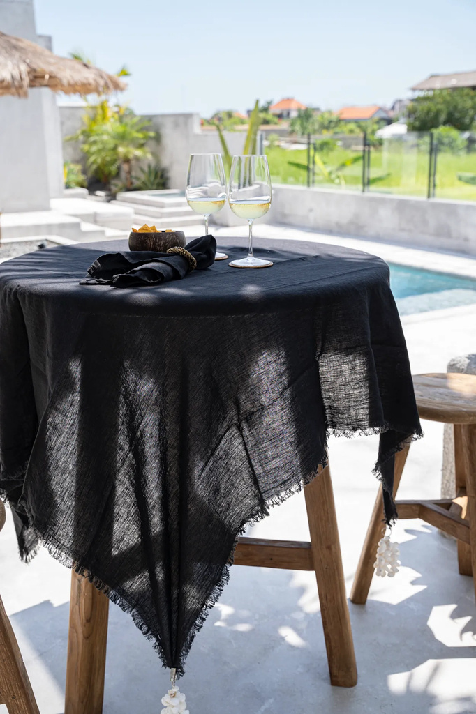 BAZAR BIZAR THE LINEN TABLECLOTH BLACK 150X200