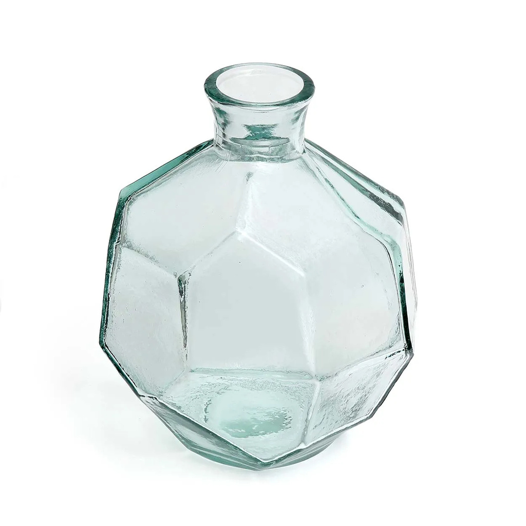 BAZAR BIZAR THE ROUND ORIGAMI VASE – GERECYCLEERD GLAS BLAUW