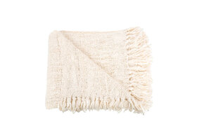 BAZAR BIZAR THE S'IL VOUS PLAID – HANDGEWEVEN KATOEN CRÈME 130×170 CM