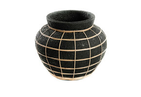 BAZAR BIZAR THE BELLY VASE – ZWART/NATUREL – LARGE