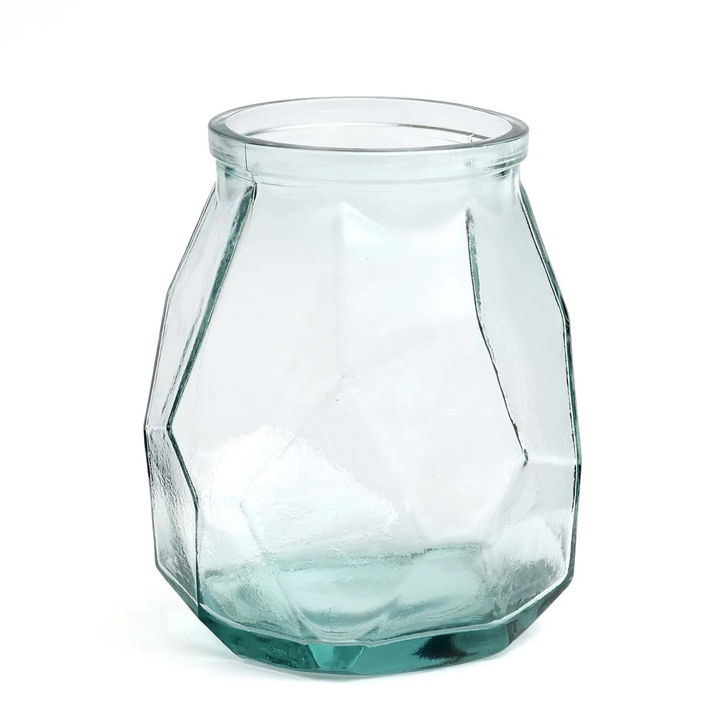BAZAR BIZAR THE WIDE ORIGAMI VASE – GERECYCLEERD GLAS BLAUW