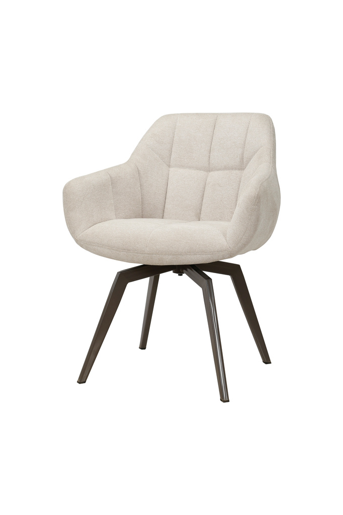 TUINCENTRUMLOPIK X-3512XZ (SET VAN 2) – DRAAIBAAR TAUPE/WIT STOELEN MET STOFFEN BEKLEDING