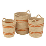 J-LINE SET VAN 3 MANDEN STREPEN + HANDVAT – MAISBLAD NATUREL/ORANJE