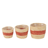 J-LINE SET VAN 3 MANDEN STREPEN – MAISBLAD NATUREL/ROOD