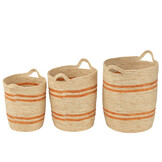 J-LINE SET VAN 3 MANDEN STREPEN + HANDVAT – MAISBLAD NATUREL/ORANJE