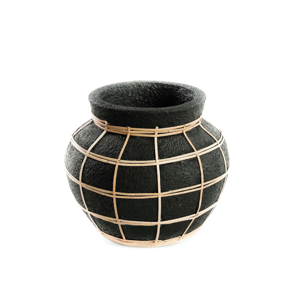 BAZAR BIZAR THE BELLY VASE – ZWART/NATUREL – SMALL